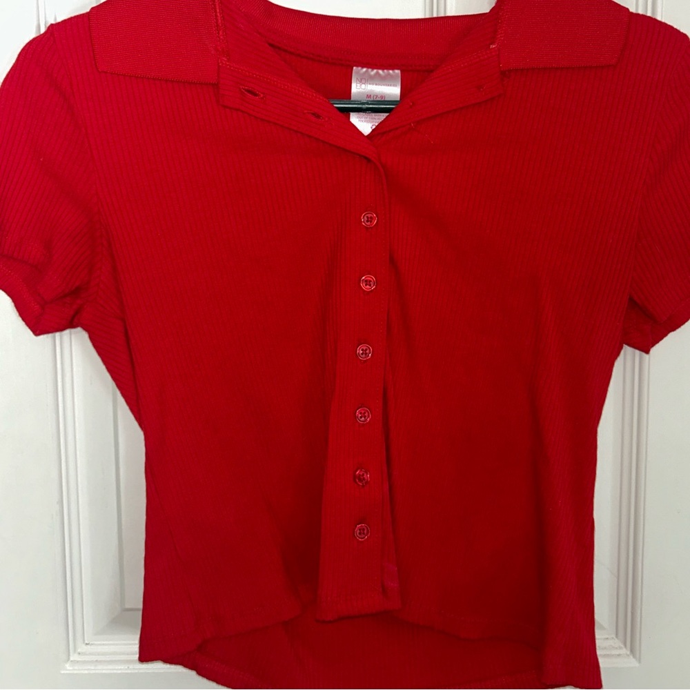 Red Collared Crop Top